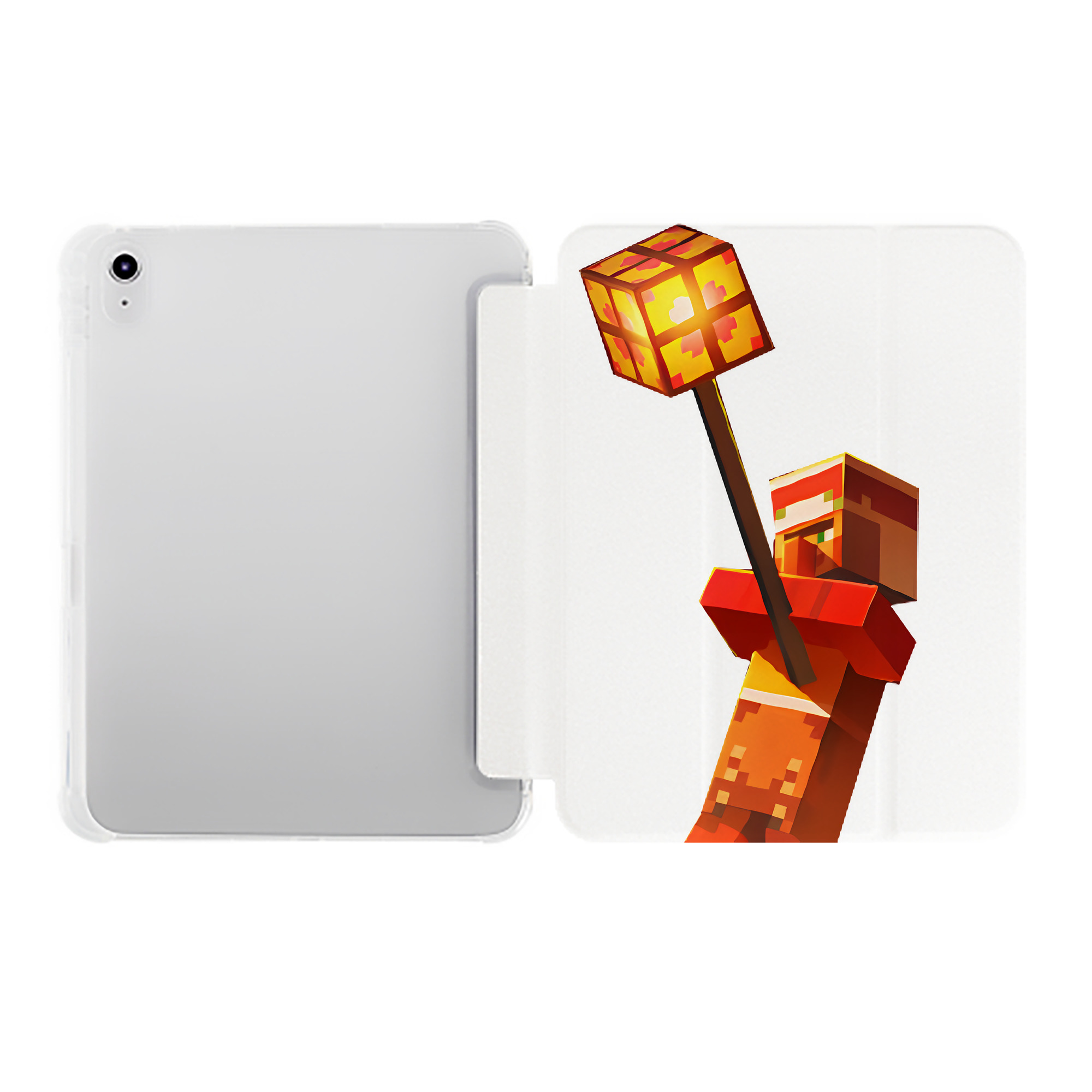 （画像用） マインクラフト ブロックの世界 Minecraft MC Block world IPad ケース ペン収納付き 三つ折りスタンド PUレザー×シリコン 対応機種9.5/10.5/10.9インチ
